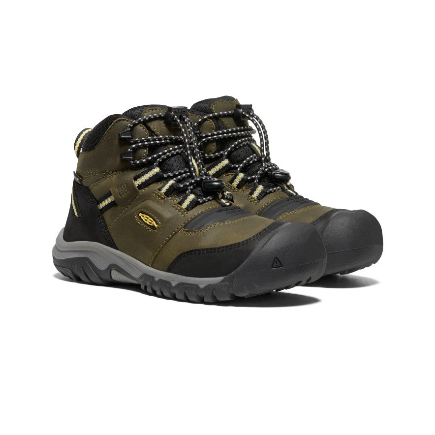 Keen Big Kids' Ridge Flex Waterproof Boot | Dark Olive/Dusky Citron 4 Keen Big Kids' Ridge Flex Waterproof Boot | Dark Olive/Dusky Citron - Image 2